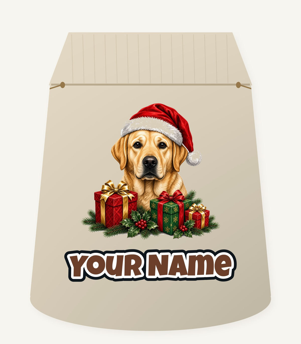 Labrador with Christmas Presents Personalised Santa Sack