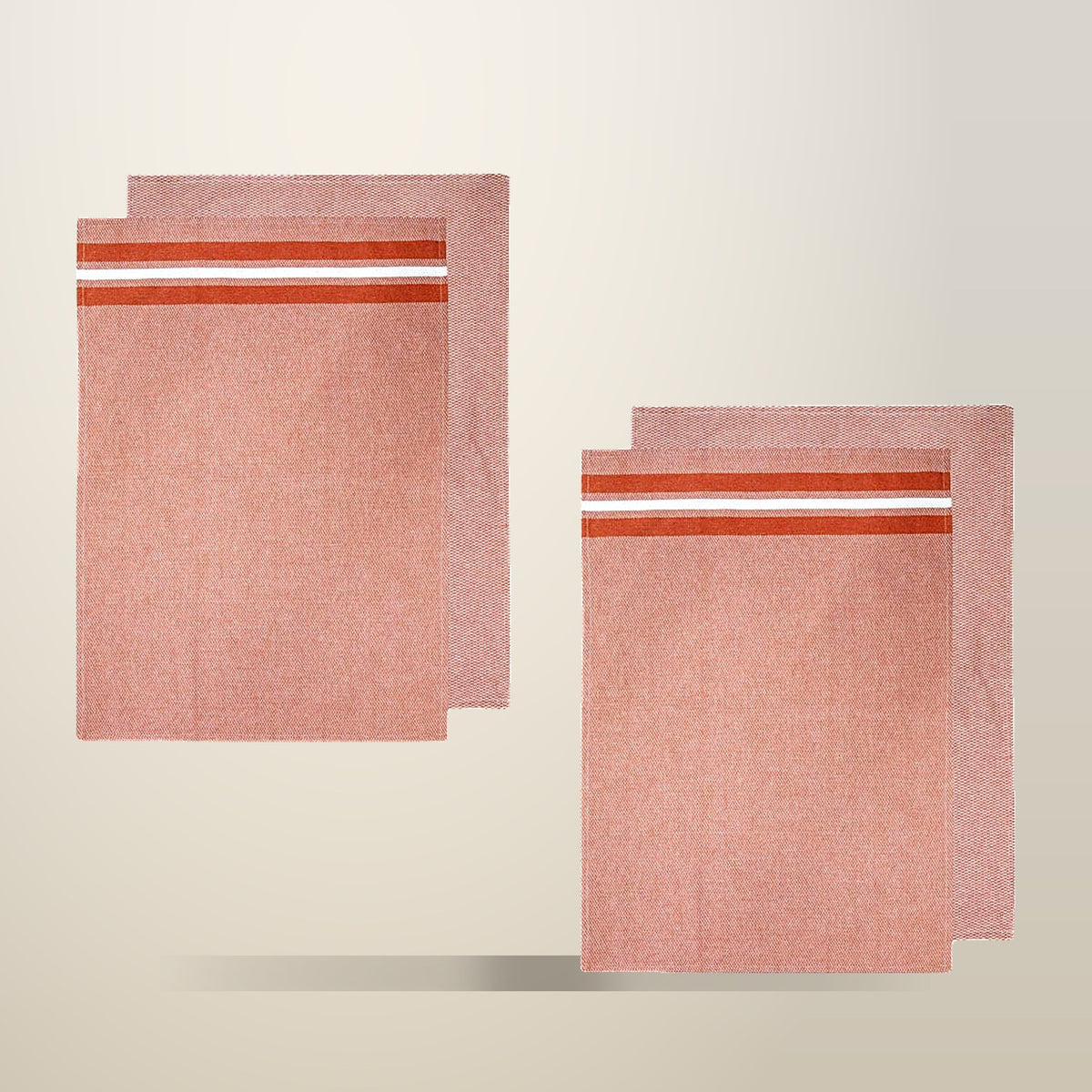 Ladelle Culinary Jumbo Kitchen Towels, Terracotta, on a plain cream background