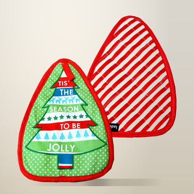 Ladelle Joyful Stripe Red Quilted Pot Mitts, Set of 2, 17 x 24 cm