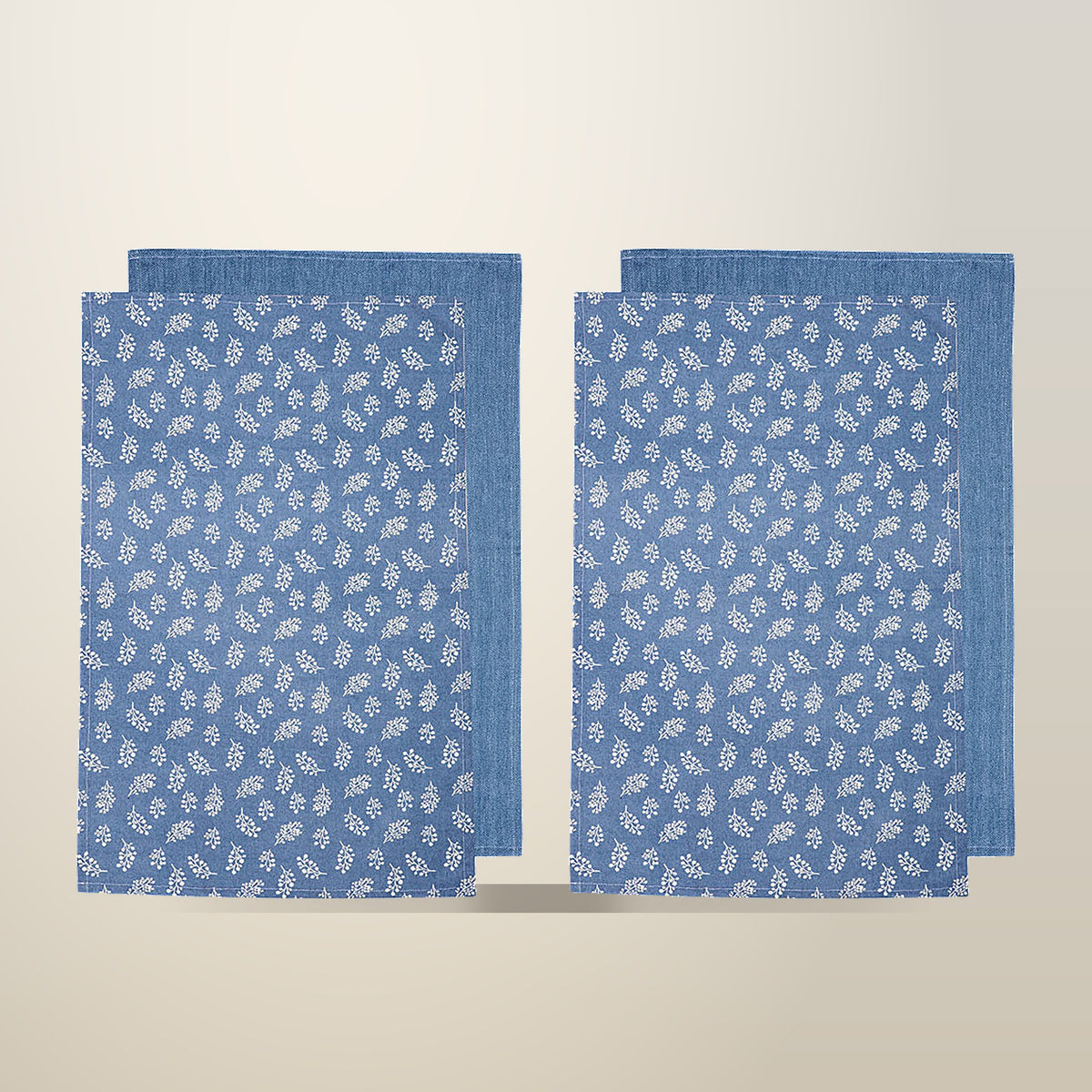 Ladelle Homespun Floral Tea Towels, Set of 4, on a plain cream background
