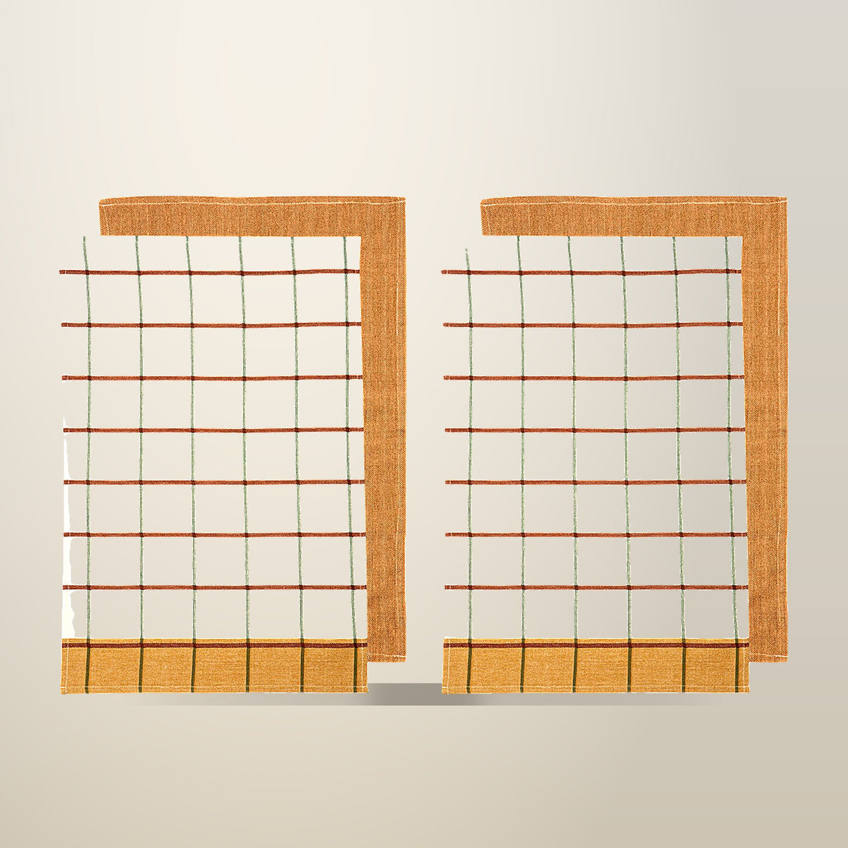Ladelle Retreat Checked Tea Towels, Set of 4, on a plain cream background