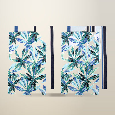 Ladelle Zest Leaves Tea Towels, Set of 4, Green