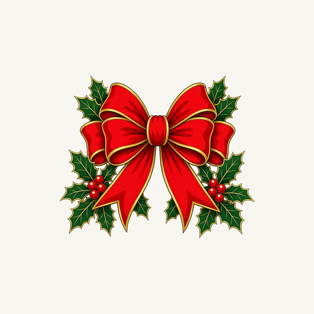 Large Red Bow With Holly Personalised Christmas Mug