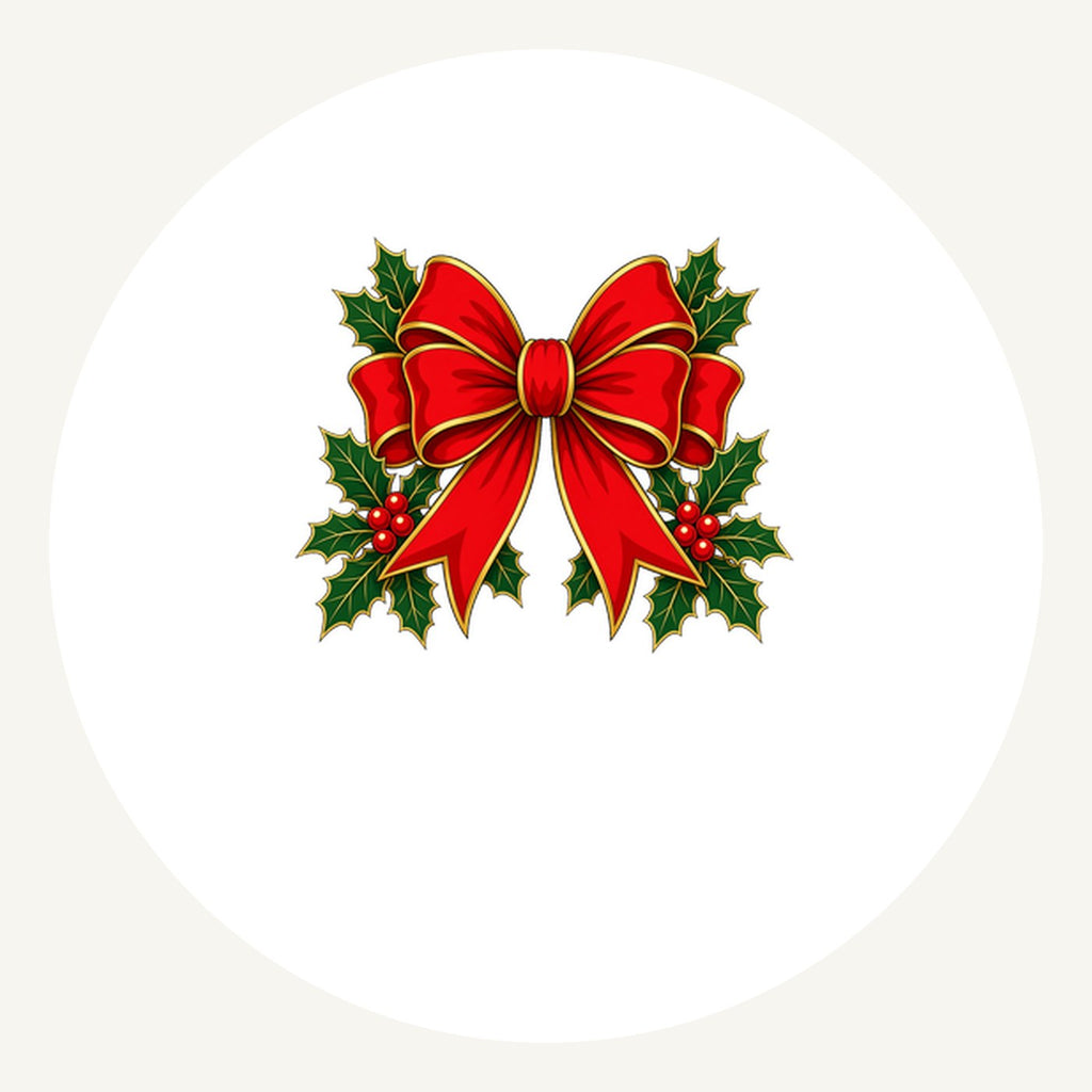 Large Red Bow With Holly Personalised Pewter Christmas Ornament