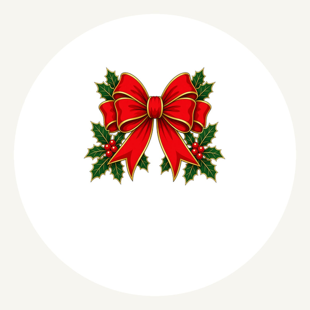 Large Red Bow With Holly Personalised Pewter Christmas Ornament