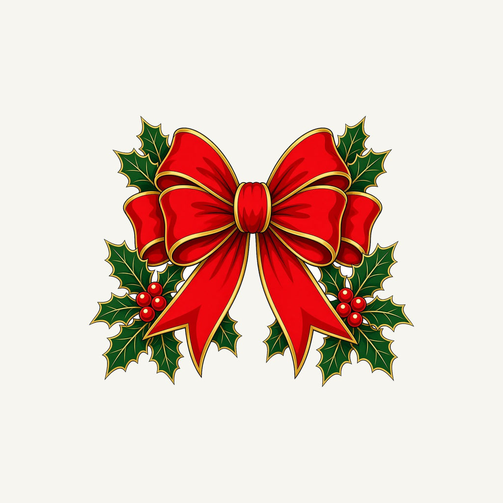 Large Red Bow With Holly Personalised Christmas T-Shirt and Hoodie