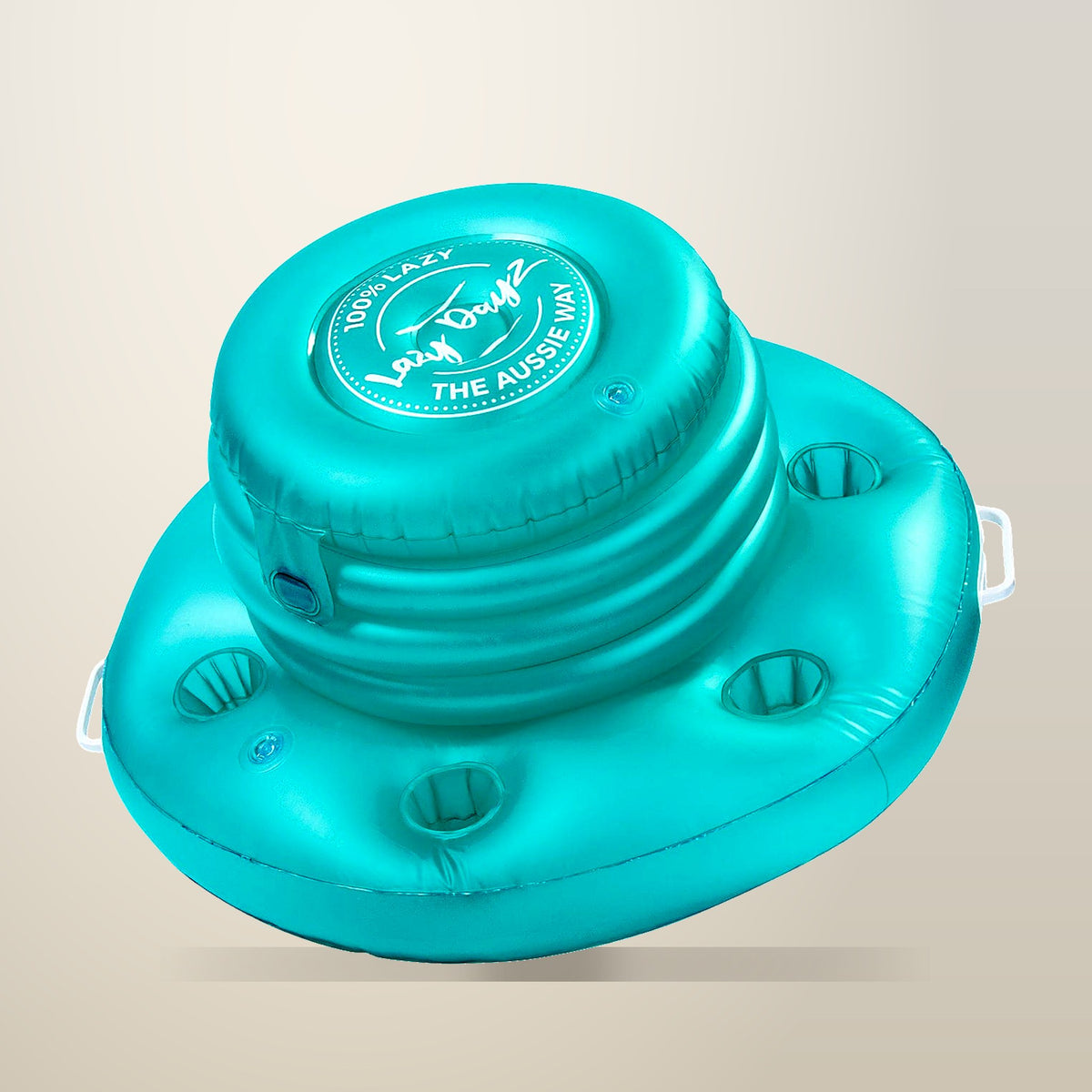 Lazy Dayz Inflatable Drinks Tub, 70 cm, Teal, on a plain cream background