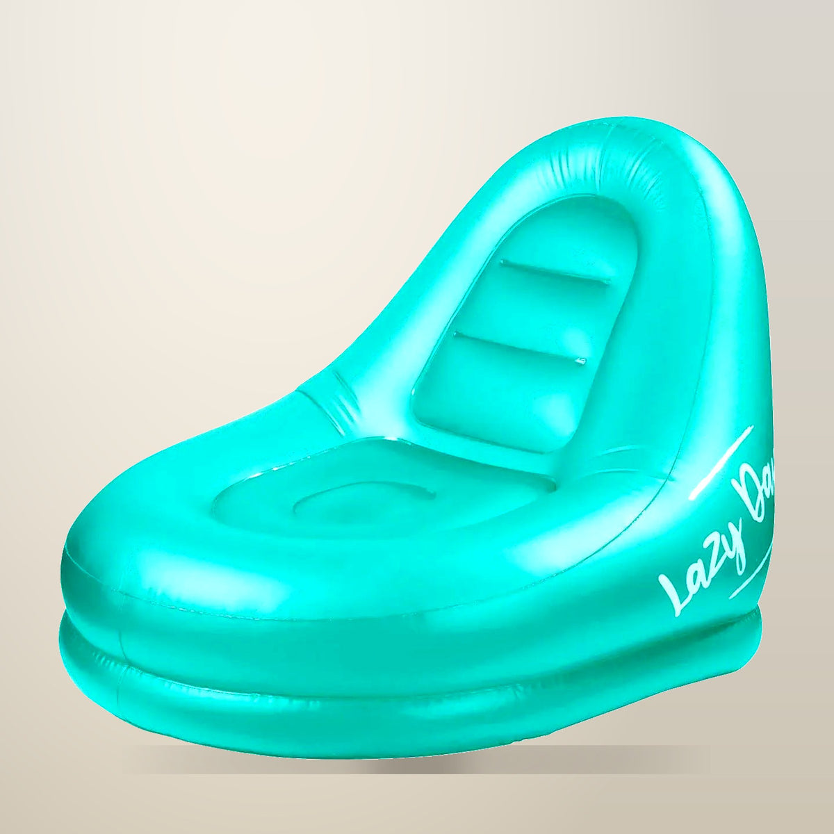 Lazy Dayz Jumbo Inflatable Pool Chair, Teal, on a plain cream background