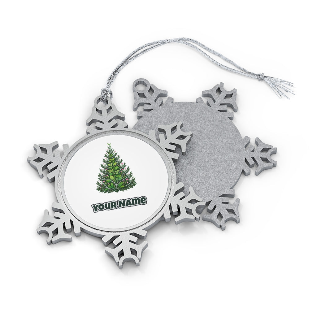 Leafy Botanical Tree Personalised Pewter Christmas Ornament