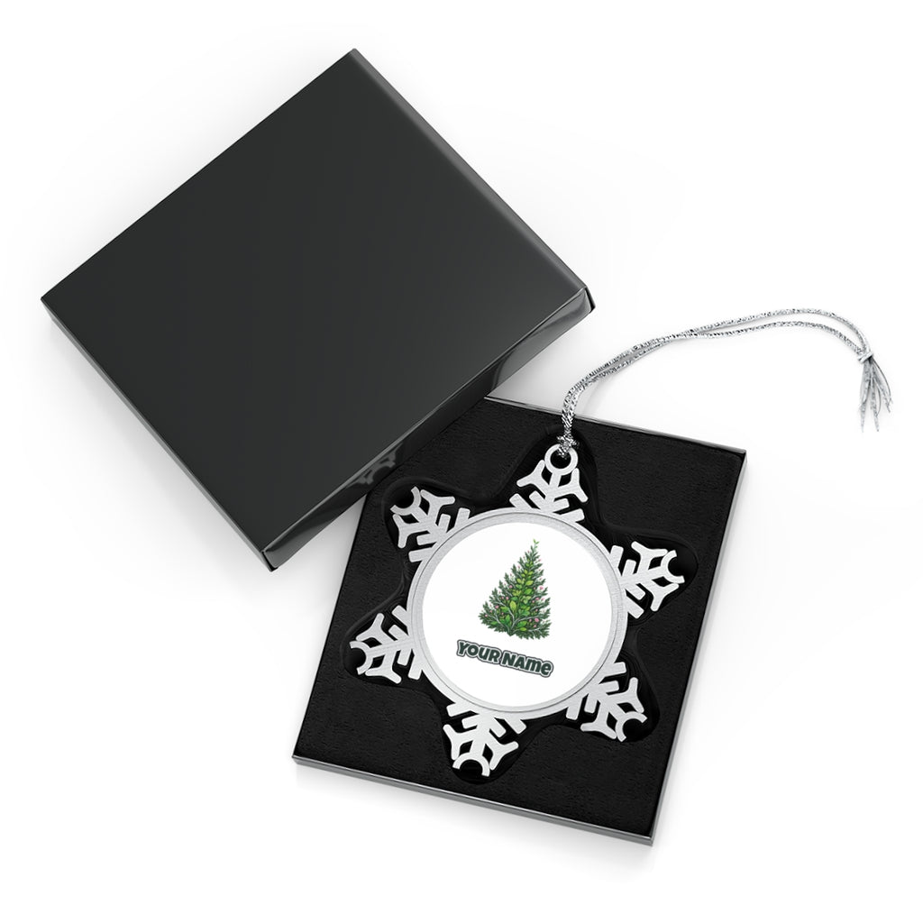 Leafy Botanical Tree Personalised Pewter Christmas Ornament