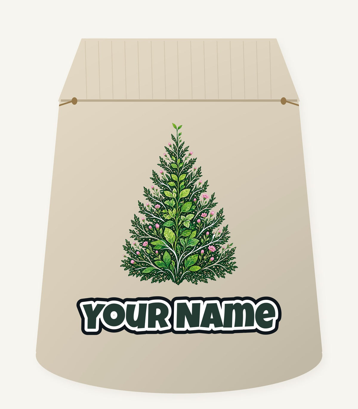 Leafy Botanical Tree Personalised Santa Sack