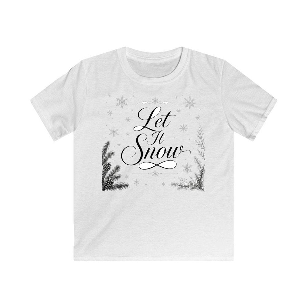 Let It Snow Script personalised kids Christmas tee in white
