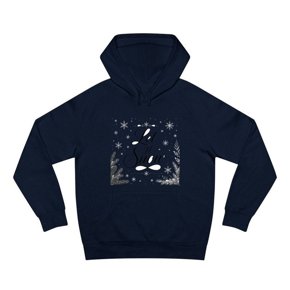 Let It Snow Script personalised Christmas hoodie in navy