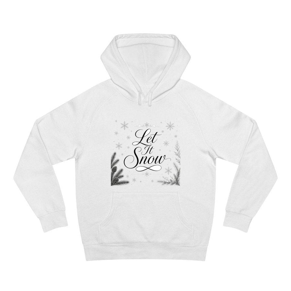 Let It Snow Script personalised Christmas hoodie in white