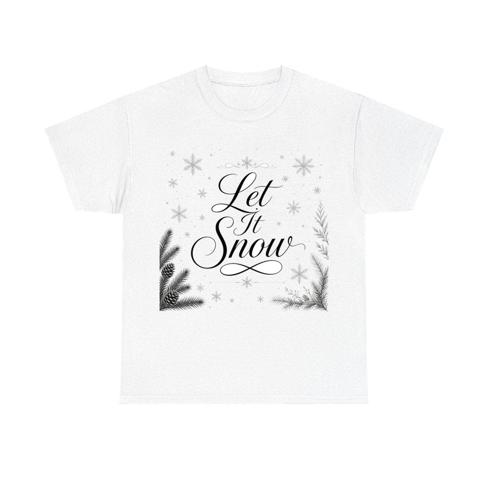 Let It Snow Script personalised Christmas T-shirt in white