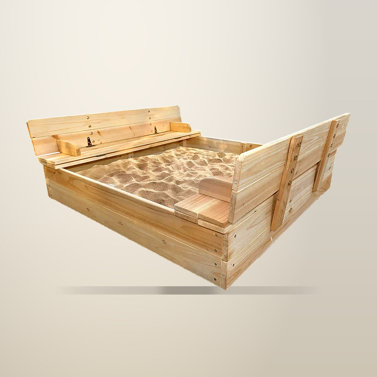 Lifespan Kids Strongbox 2 Square Sandpit, Natural, on a plain cream background