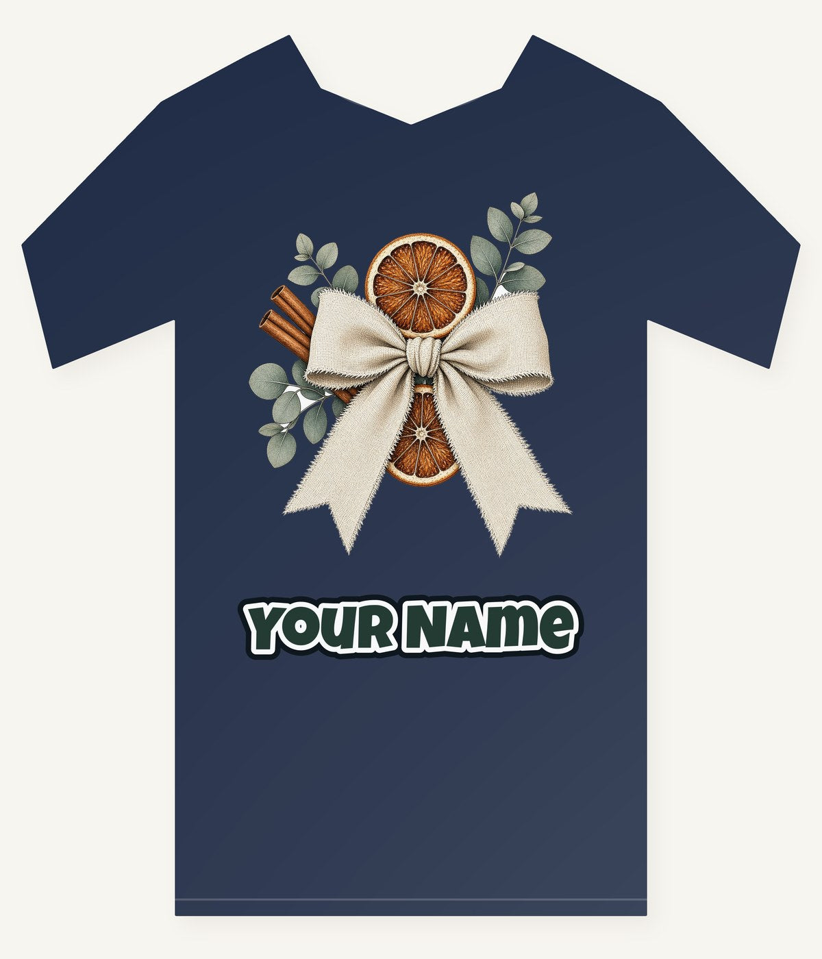 Linen Bow With Dried Orange Personalised Kids Tee and Baby Bodysuit
