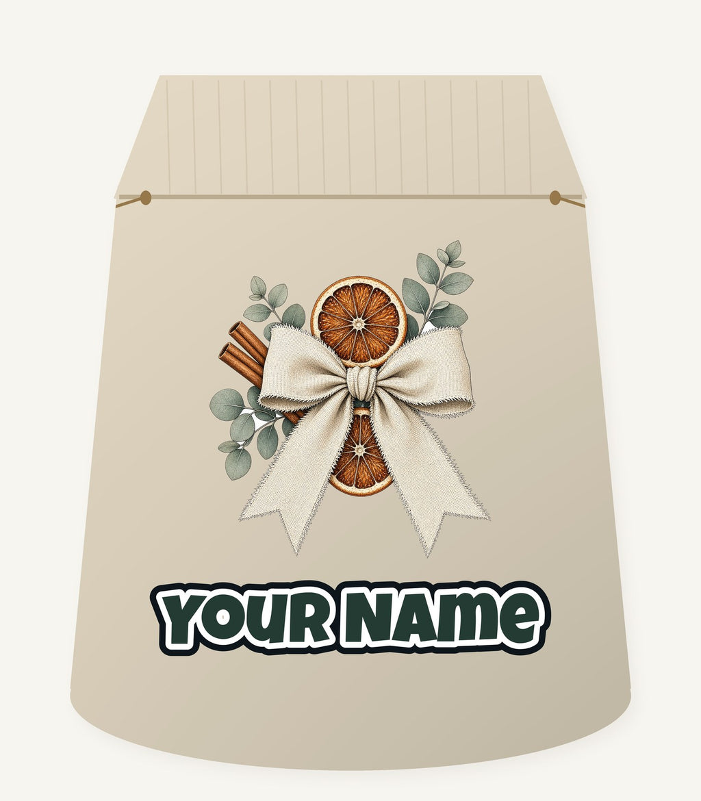 Linen Bow With Dried Orange Personalised Santa Sack