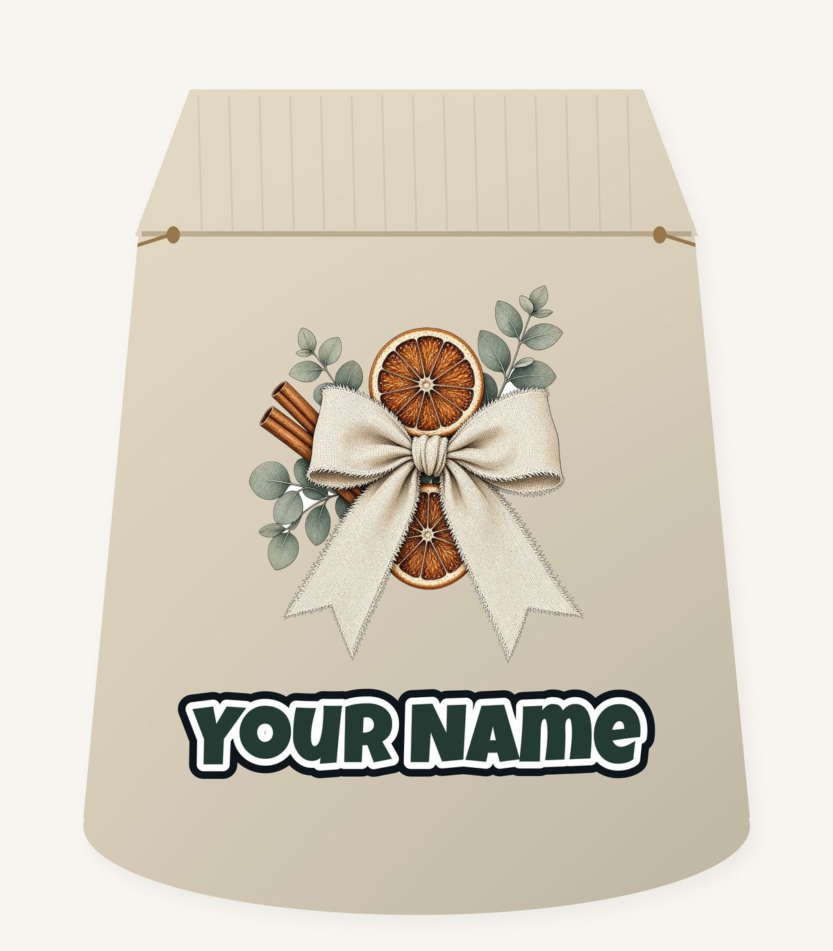 Linen Bow With Dried Orange Personalised Santa Sack
