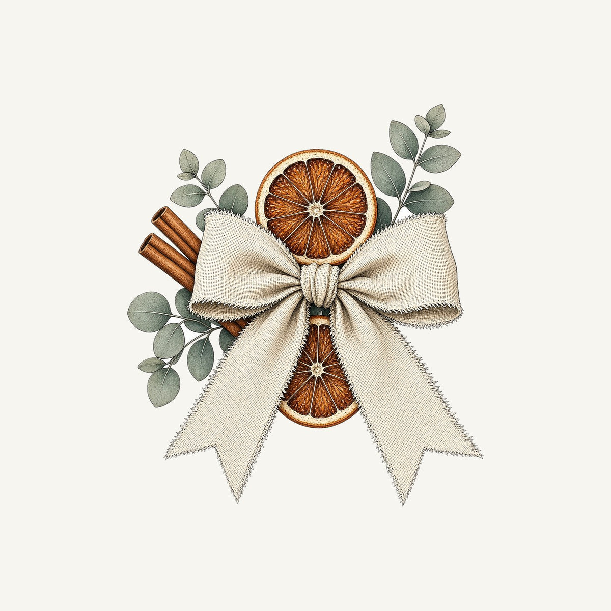 Linen Bow With Dried Orange Personalised Santa Sack