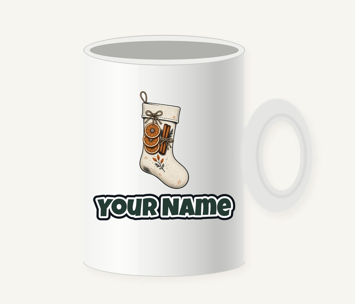 Linen Stocking With Orange Slices Personalised Christmas Mug