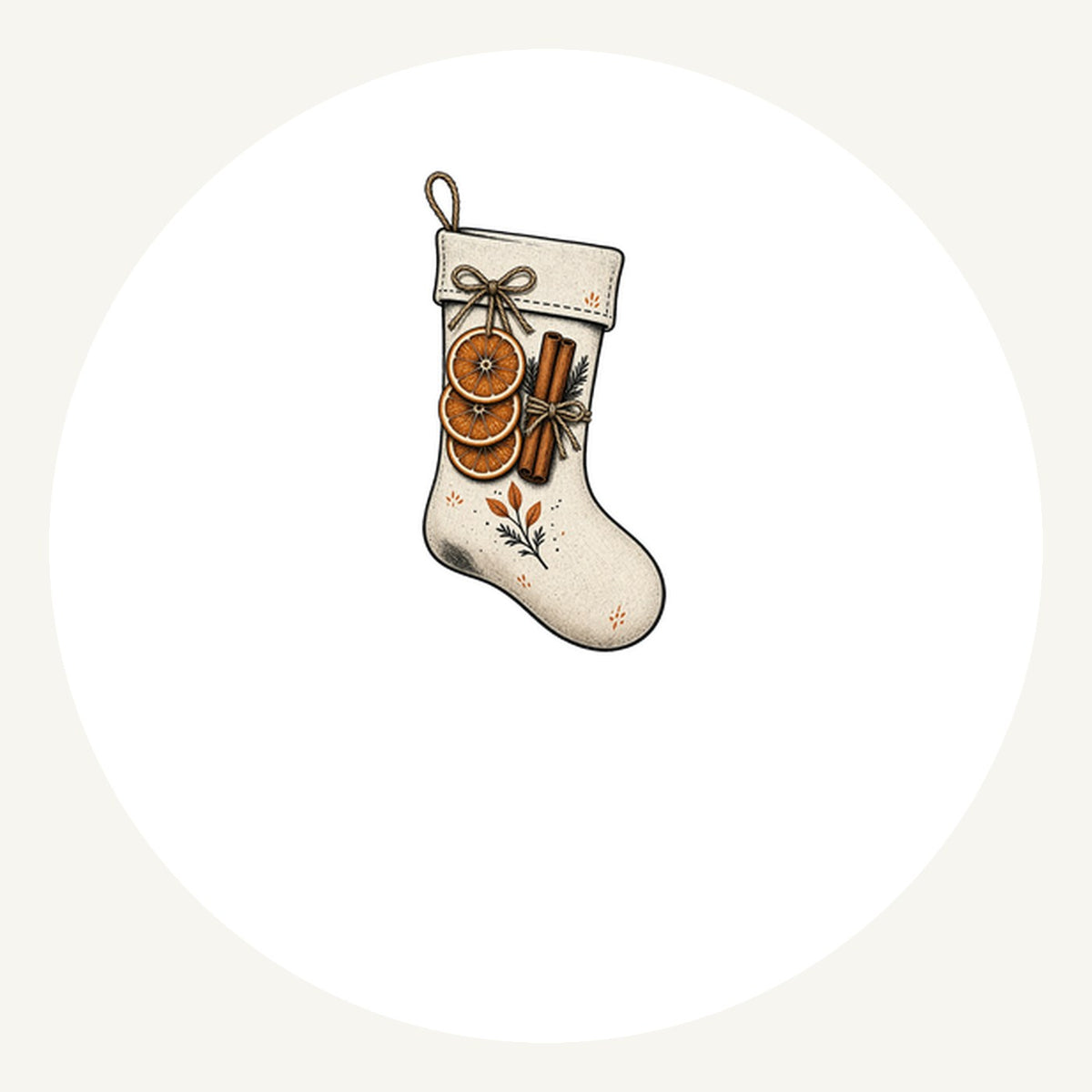Linen Stocking With Orange Slices Personalised Pewter Christmas Ornament