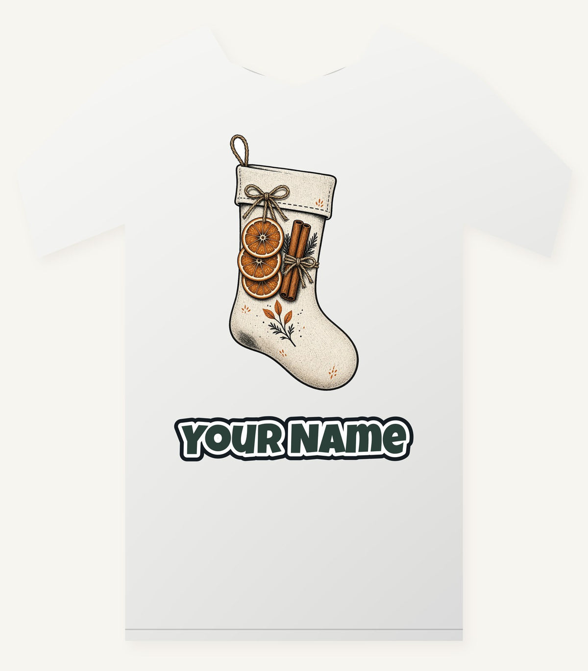 Linen Stocking With Orange Slices Personalised Christmas T-Shirt and Hoodie