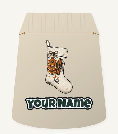 Linen Stocking With Orange Slices Personalised Santa Sack