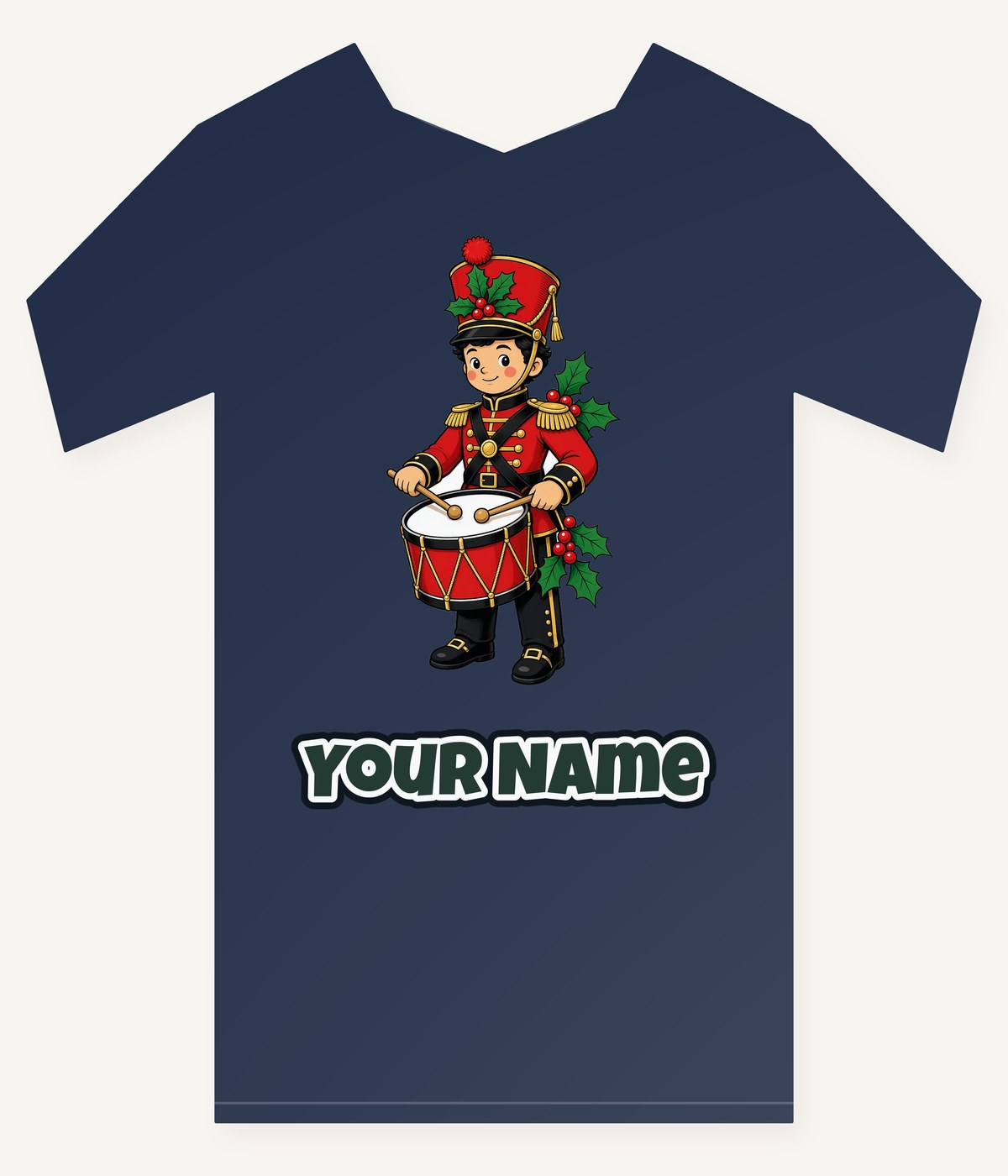 Little Christmas Drummer Boy Personalised Kids Tee and Baby Bodysuit