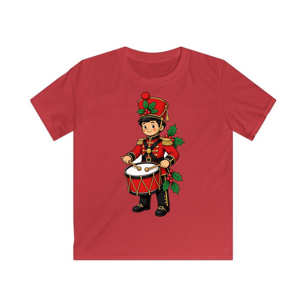 Little Christmas Drummer Boy personalised kids Christmas tee in red