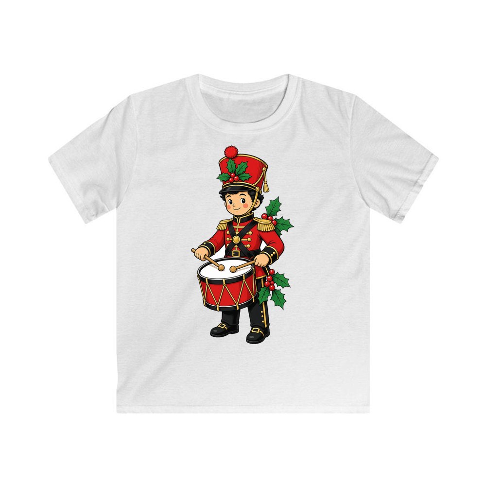 Little Christmas Drummer Boy personalised kids Christmas tee in white