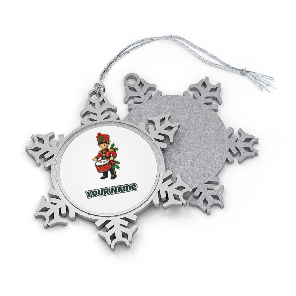 Little Christmas Drummer Boy Personalised Pewter Christmas Ornament
