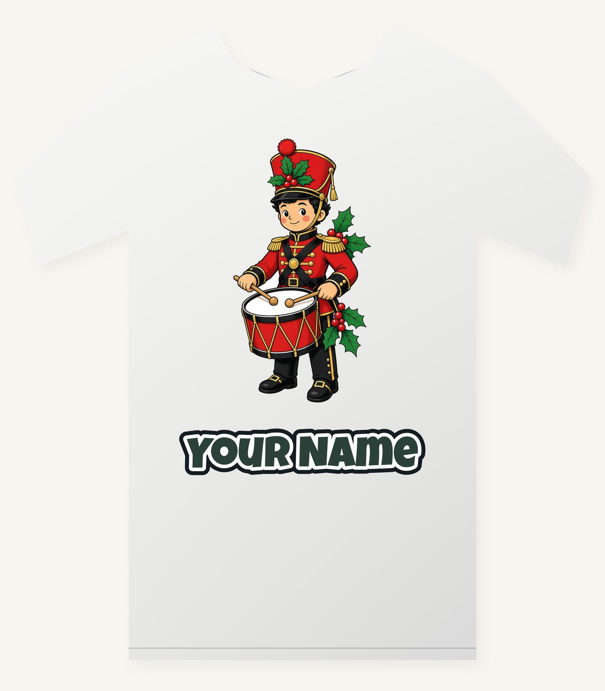 Little Christmas Drummer Boy Personalised Christmas T-Shirt and Hoodie