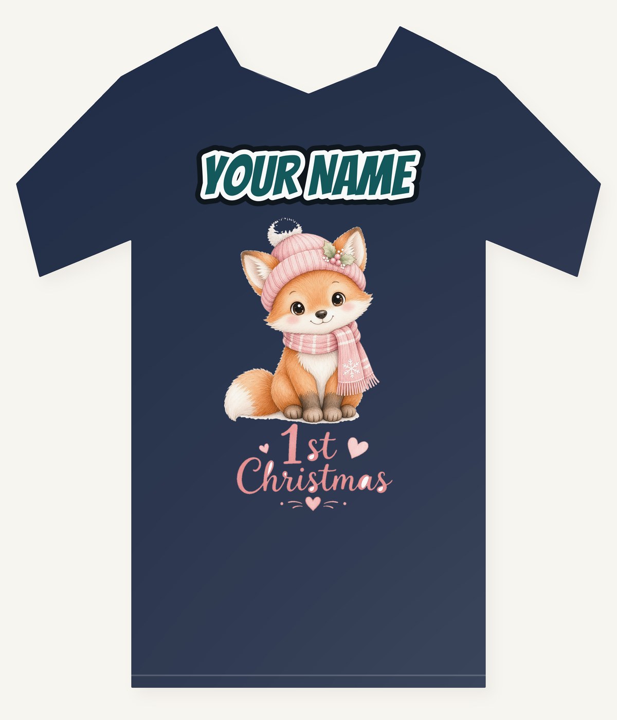 Little Fox First Christmas Personalised Kids and Baby Christmas Tee