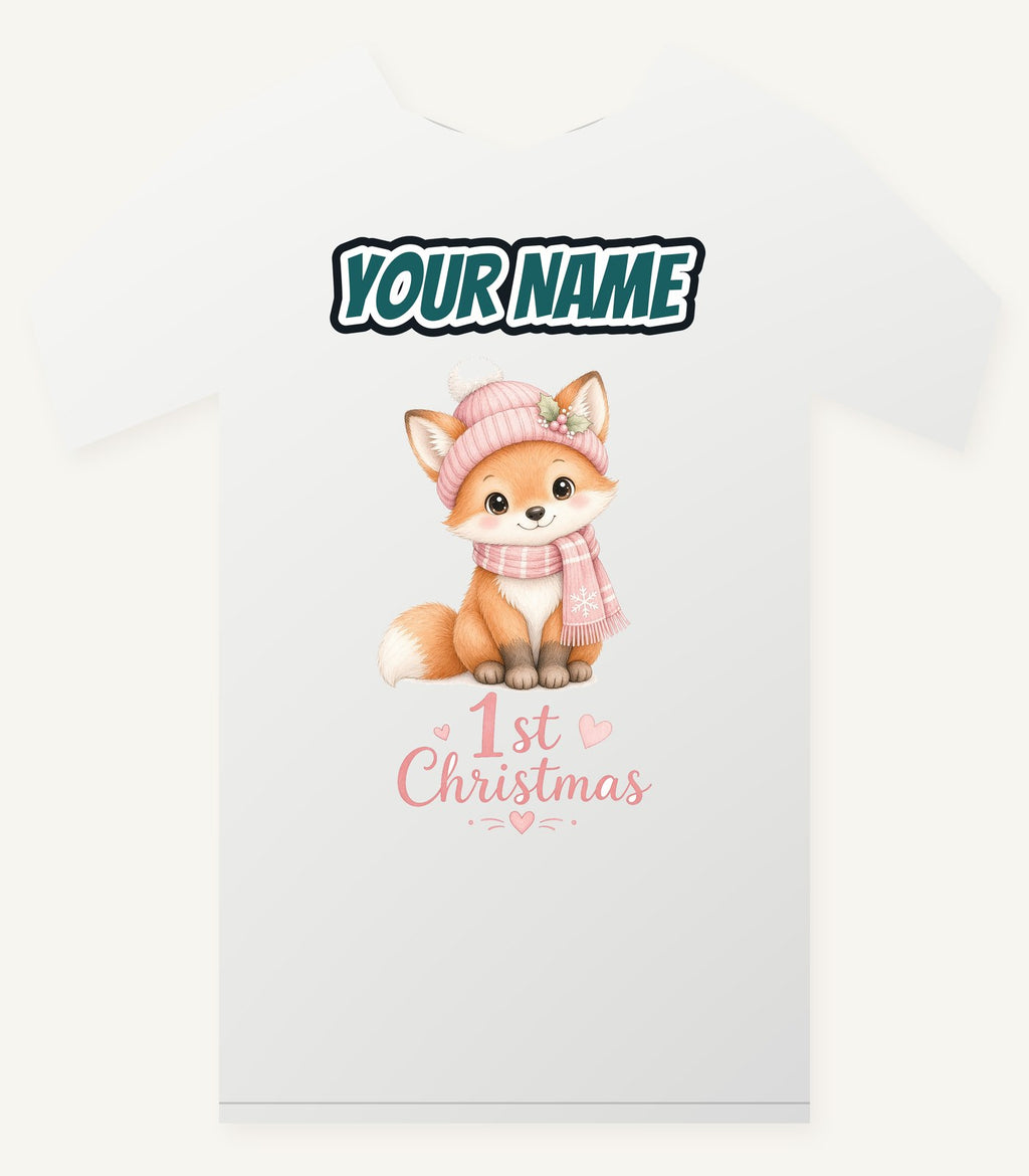 Little Fox First Christmas Personalised Christmas T-Shirt and Hoodie