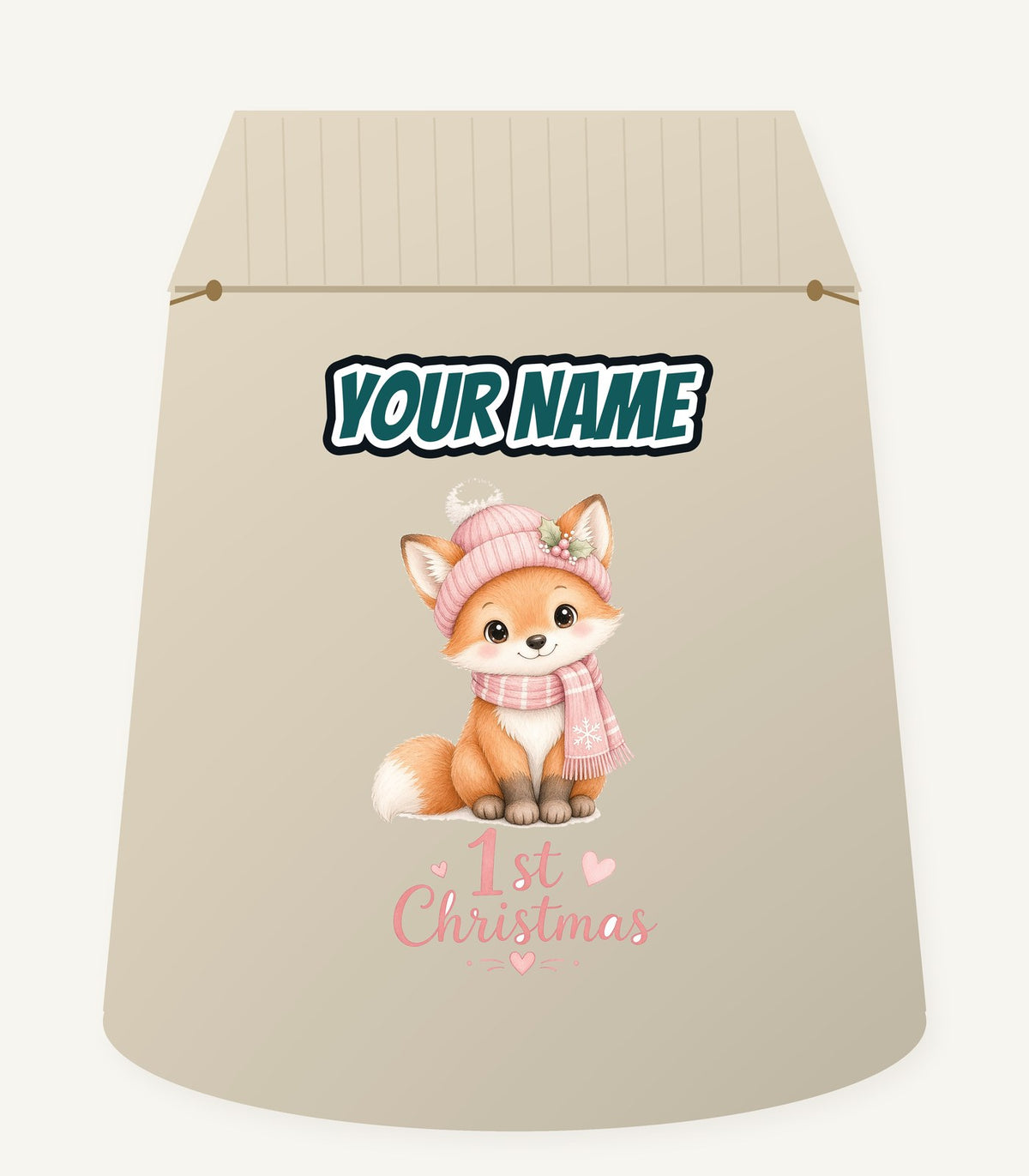 Little Fox First Christmas Personalised Santa Sack