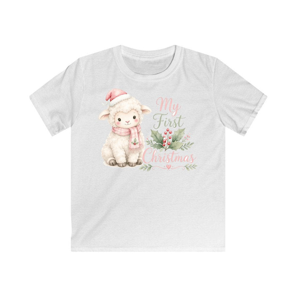 Little Lamb First Christmas personalised kids Christmas tee in white