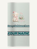 Little Lamb First Christmas Personalised Beach Towel