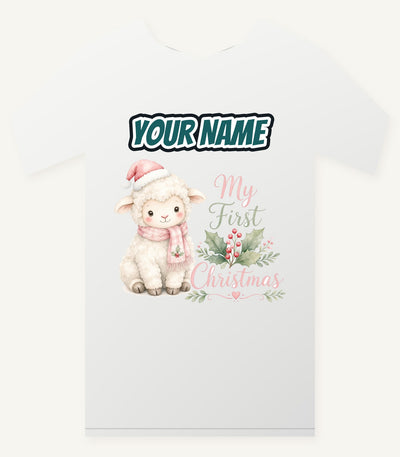 Little Lamb First Christmas Personalised Christmas T-Shirt and Hoodie