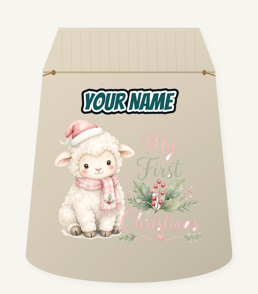 Little Lamb First Christmas Personalised Santa Sack