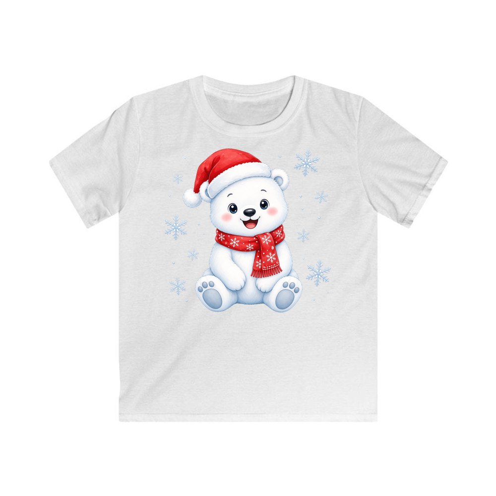 Little Polar Bear Cub personalised kids Christmas tee in white