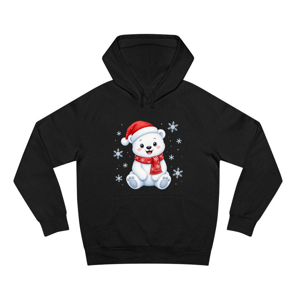 Little Polar Bear Cub personalised Christmas hoodie in black