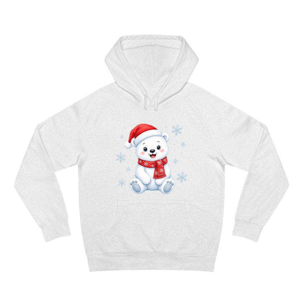 Little Polar Bear Cub personalised Christmas hoodie in white