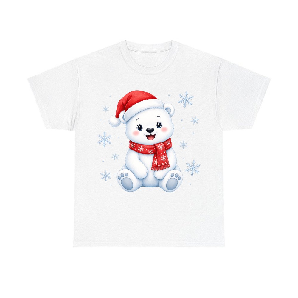 Little Polar Bear Cub personalised Christmas T-shirt in white