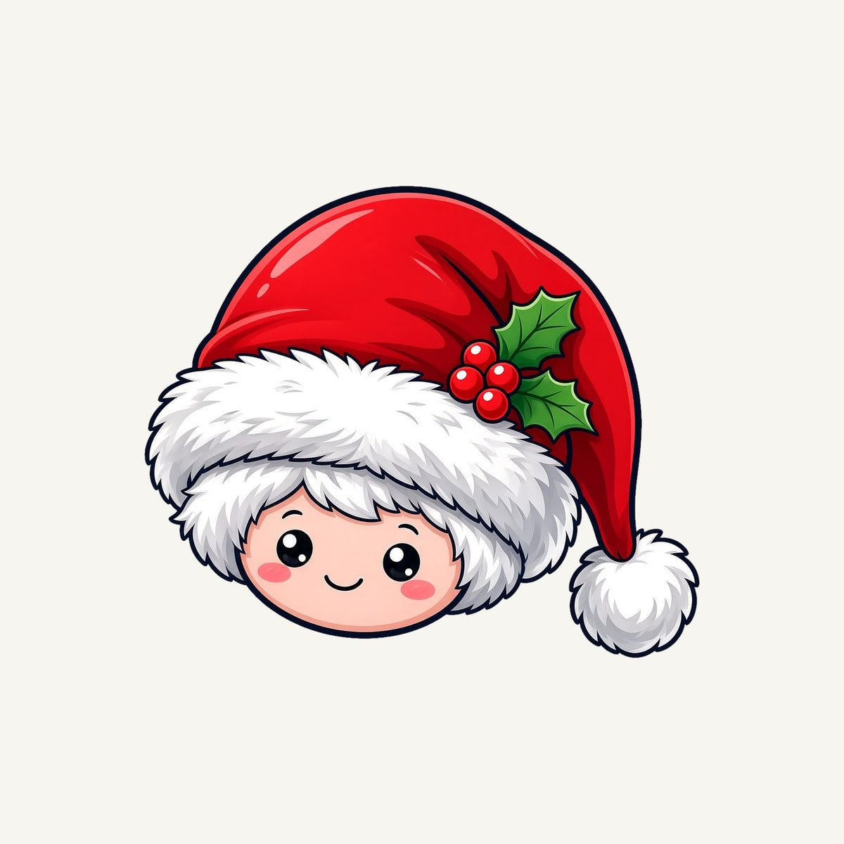 Little Santa Hat Face Christmas artwork, the design printed on the personalised kids tee