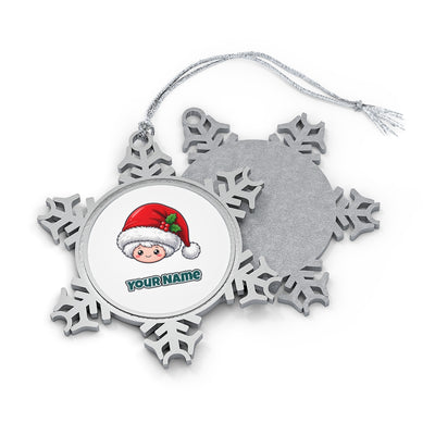 Little Santa Hat Face Personalised Pewter Christmas Ornament