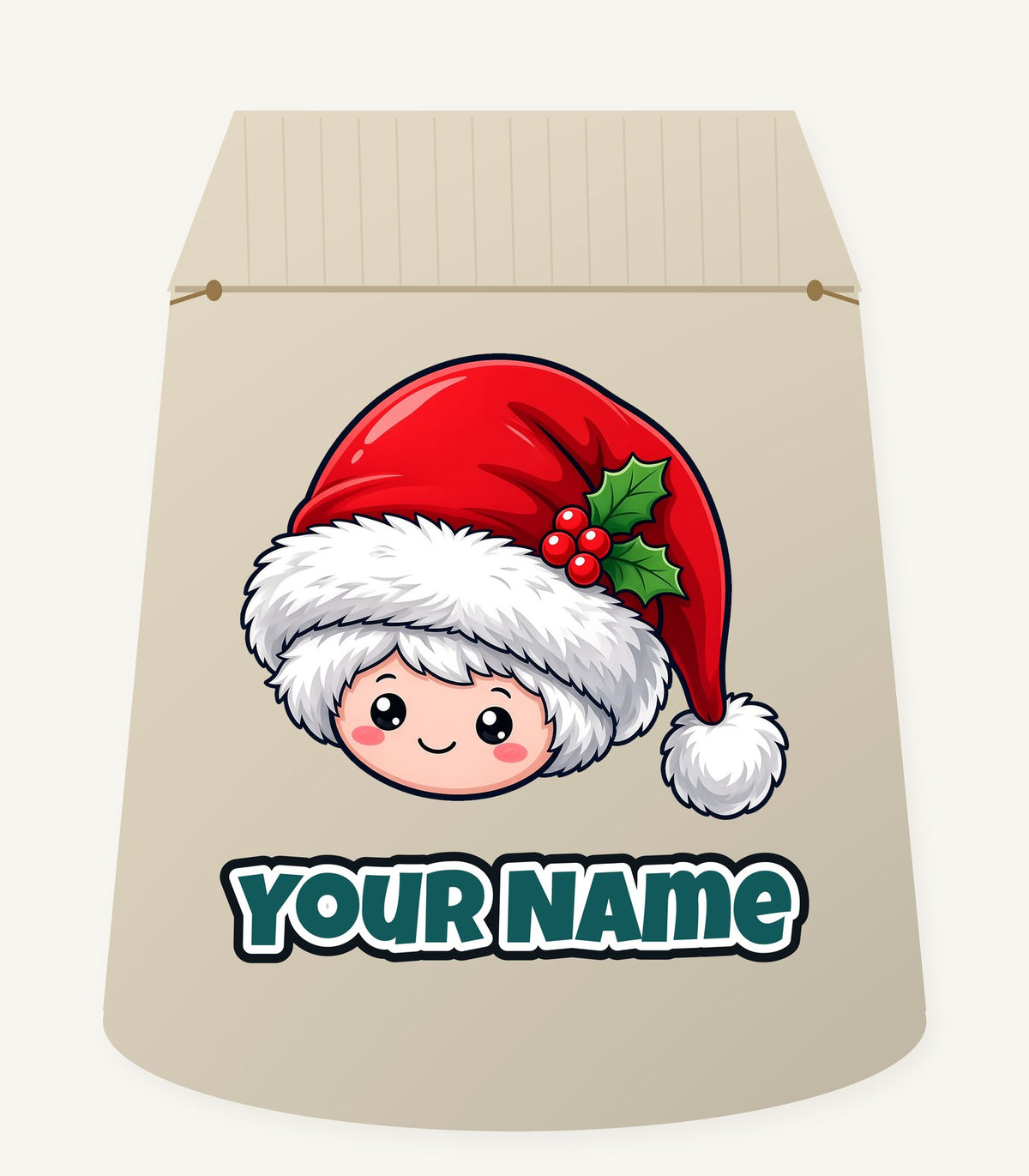 Little Santa Hat Face Personalised Santa Sack