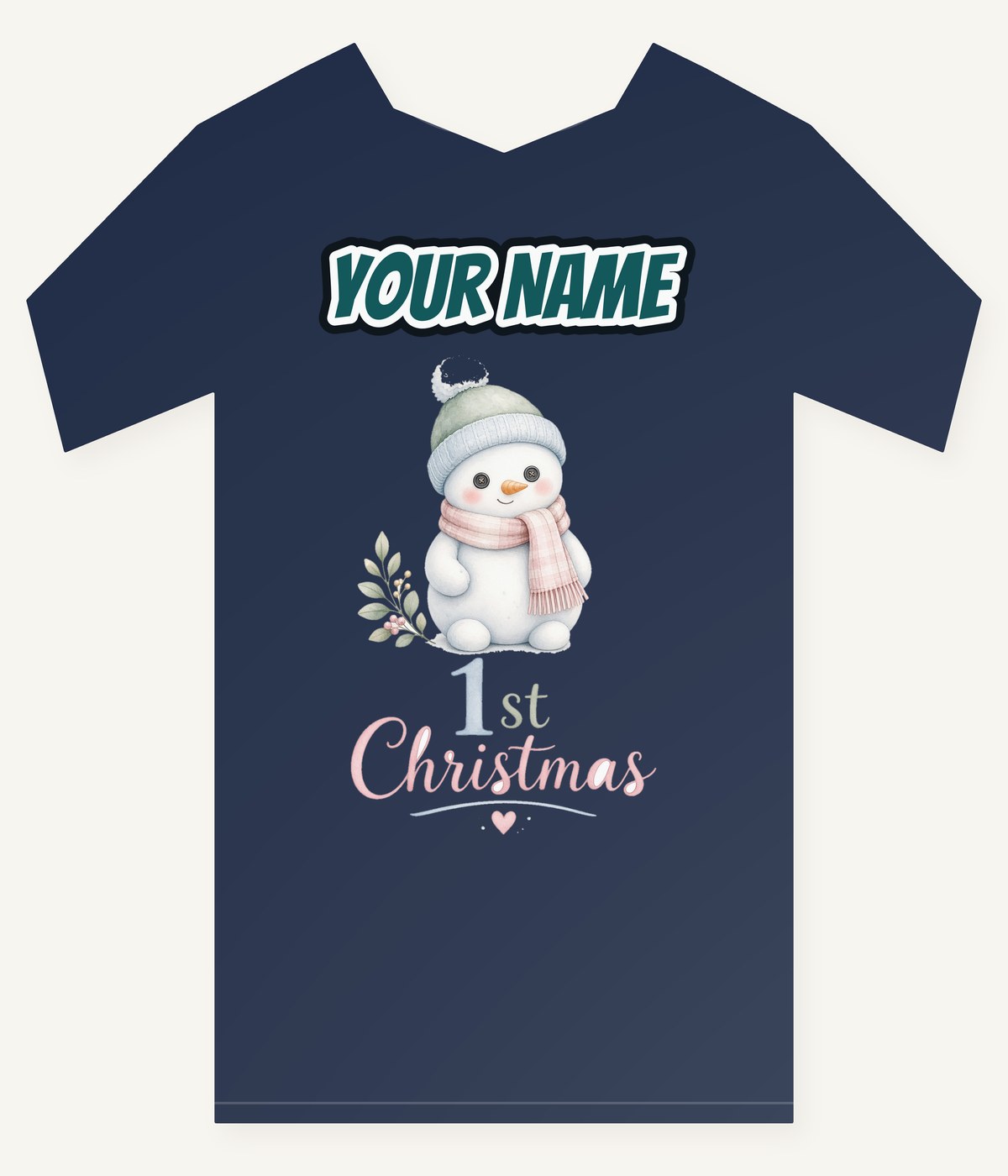 Little Snowman First Christmas Personalised Kids and Baby Christmas Tee