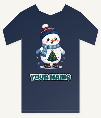Little Snowman in a Beanie Personalised Kids Tee and Baby Bodysuit