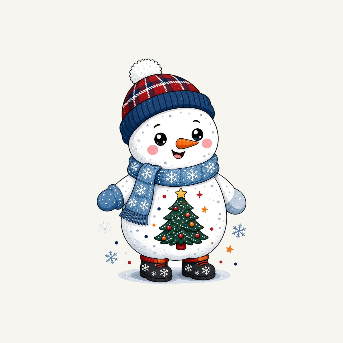 Little Snowman in a Beanie Personalised Kids Tee and Baby Bodysuit